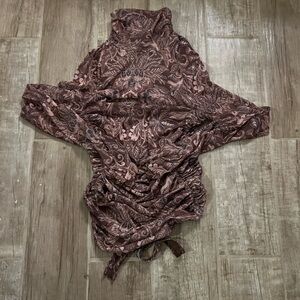 Free People Floral Bodysuit in Brown and Black